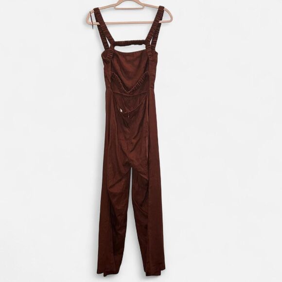 Reformation Harlow Linen Jumpsuit Size 4 | Brown Sustainable Minimal Chic - Picture 5 of 8
